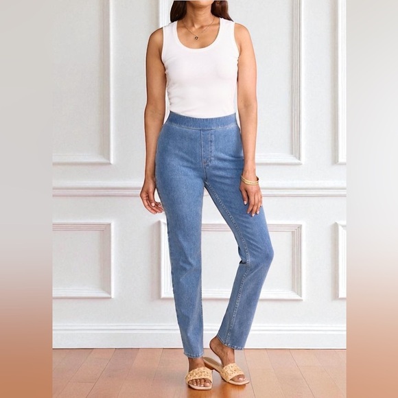 Soft Surroundings Ultimate Denim Pull-On Slim Leg Jeans Size XL Casual Stretch - Picture 1 of 16